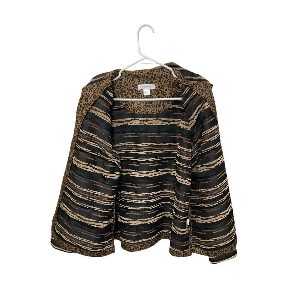 Christopher & Banks Striped Blazer Jacket Brown Black Sz X-Large Tribal Textured - Picture 4 of 7
